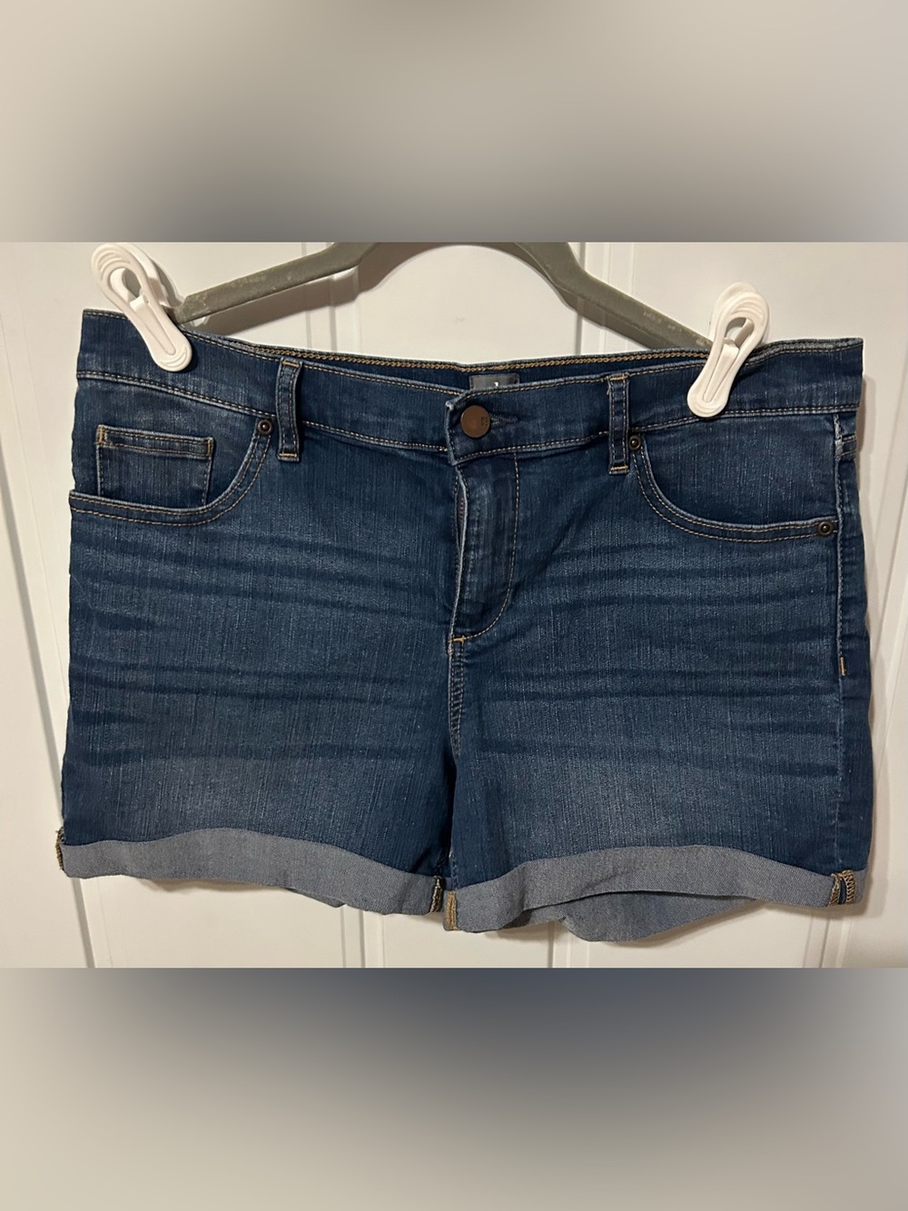Soho Dark Blue Denim Jean shorts with Contrast Gold Stitching